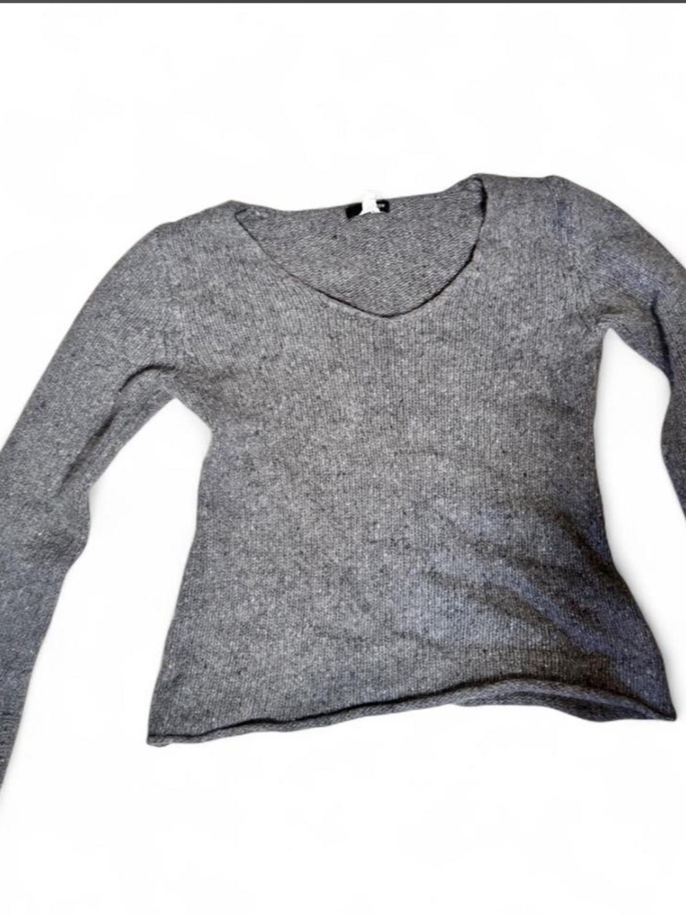 J. Crew Gray V-Neck Long Sleeve Knit Top